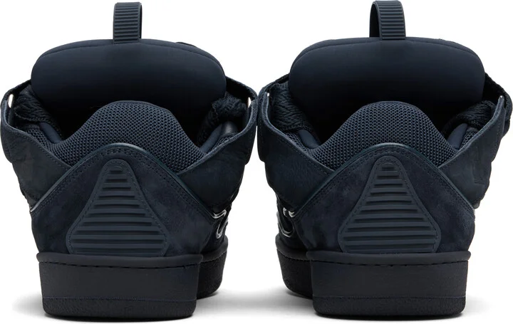Lanvin Navy Leather Curb Sneakers - Image 2