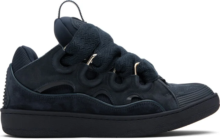 Lanvin Navy Leather Curb Sneakers