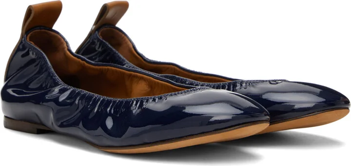 Lanvin Navy Patent Leather Ballerina Flats - Image 4