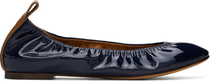 Lanvin Navy Patent Leather Ballerina Flats