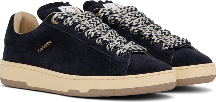 Lanvin Navy Suede Curb Lite Sneakers - Image 4