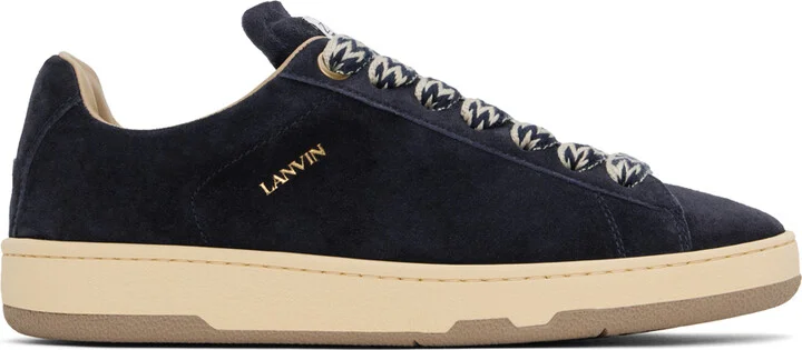 Lanvin Navy Suede Curb Lite Sneakers