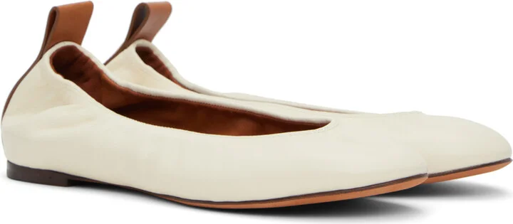 Lanvin Off-White Leather Ballerina Flats - Image 4