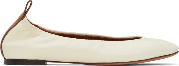Lanvin Off-White Leather Ballerina Flats