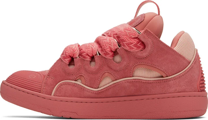 Lanvin Pink Curb Leather Sneakers - Image 3