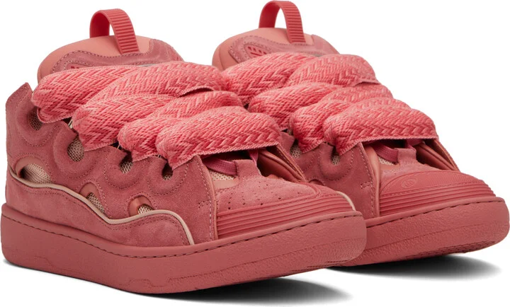 Lanvin Pink Curb Leather Sneakers - Image 4