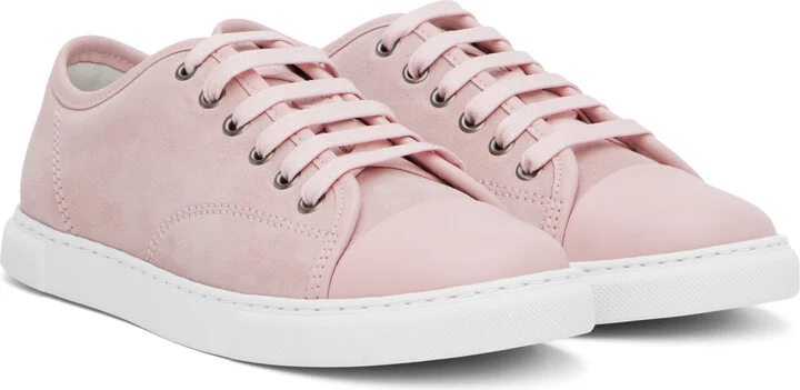 Lanvin Pink DBB1 Leather & Suede Sneakers - Image 4