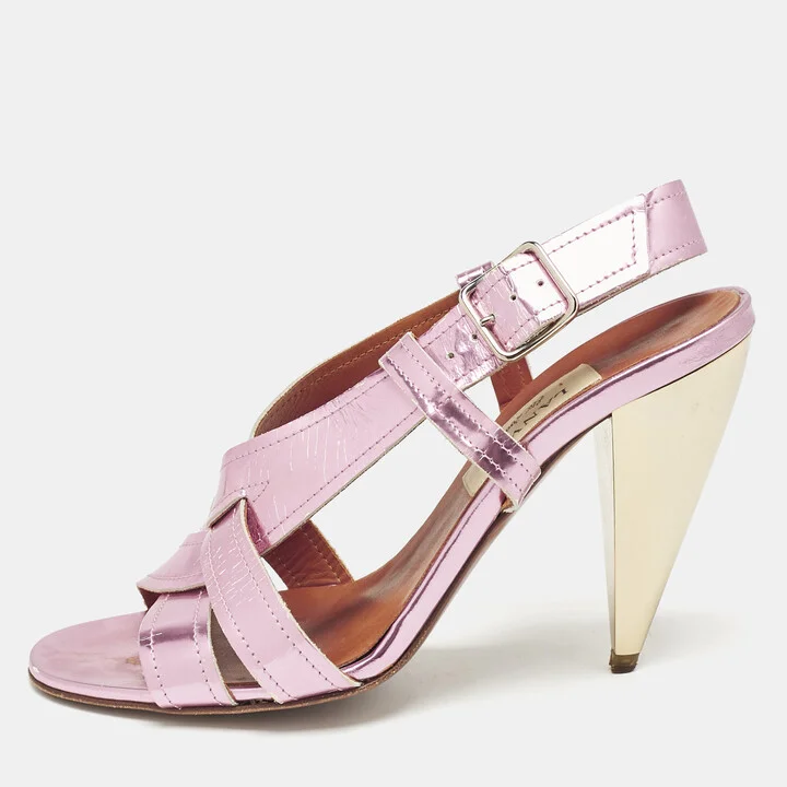 Lanvin Pink Leather Ankle Strap Sandals Size 38.5