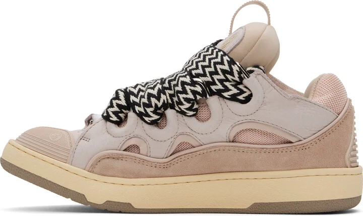 Lanvin Pink Leather Curb Sneakers - Image 3