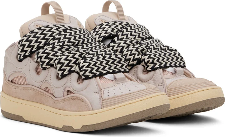 Lanvin Pink Leather Curb Sneakers - Image 4