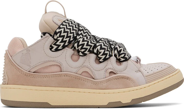 Lanvin Pink Leather Curb Sneakers