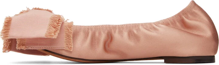 Lanvin Pink Satin Bow Ballerina Flats - Image 3