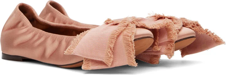 Lanvin Pink Satin Bow Ballerina Flats - Image 4