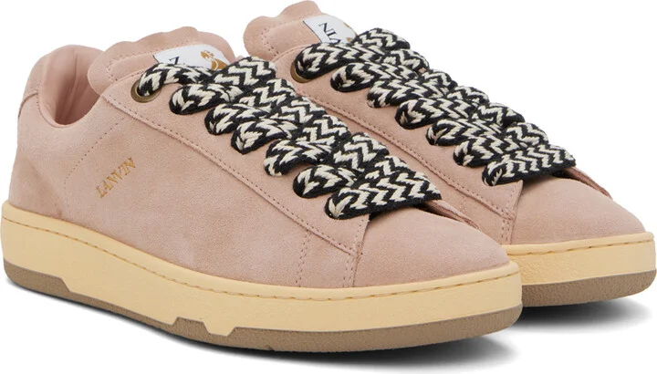 Lanvin Pink Suede Curb Lite Sneakers - Image 4