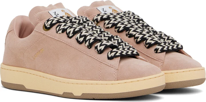 Lanvin Pink Suede Curb Lite Sneakers - Image 4