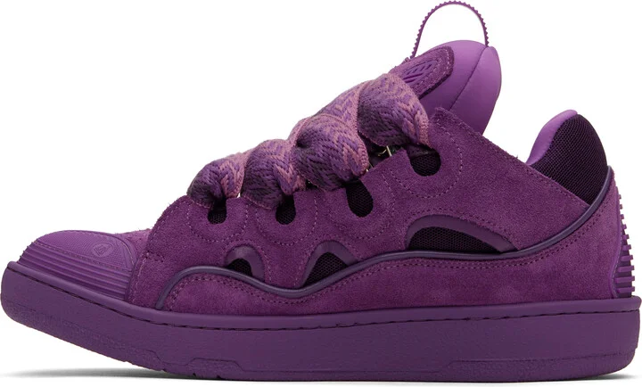 Lanvin Purple Curb Leather Sneakers - Image 3
