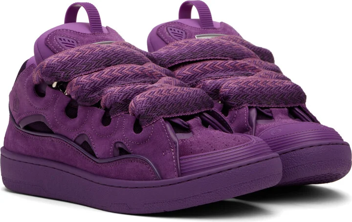 Lanvin Purple Curb Leather Sneakers - Image 4