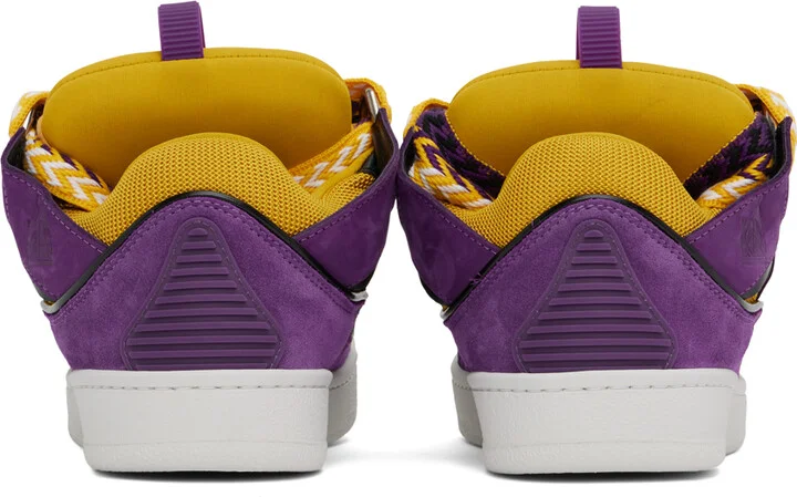 Lanvin Purple & Yellow Leather Curb Sneakers - Image 2