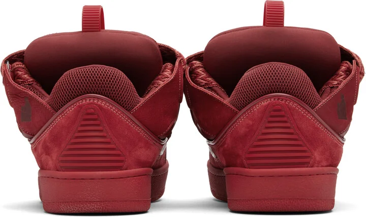 Lanvin Red Curb Leather Sneakers - Image 2