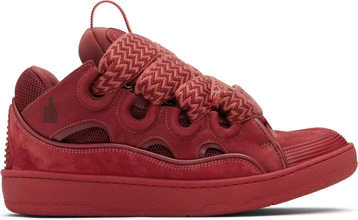 Lanvin Red Curb Leather Sneakers