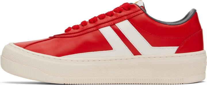 Lanvin Red 'Lanvin' Cash Leather Sneakers - Image 3