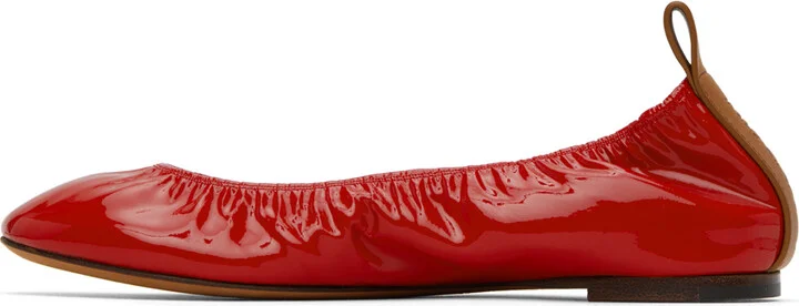 Lanvin Red Leather Ballerina Flats - Image 3