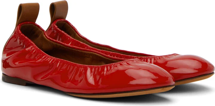 Lanvin Red Leather Ballerina Flats - Image 4