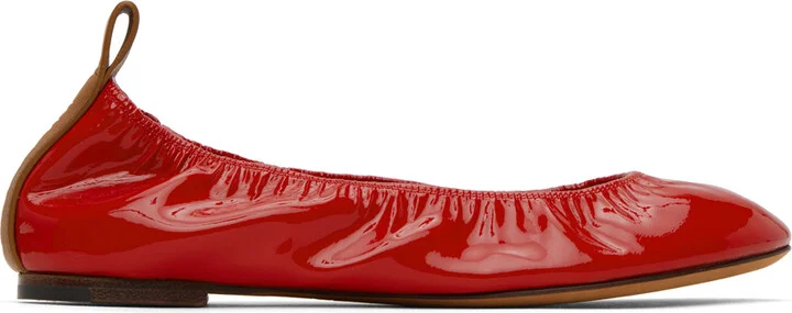 Lanvin Red Leather Ballerina Flats
