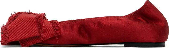 Lanvin Red Satin Bow Ballerina Flats - Image 3