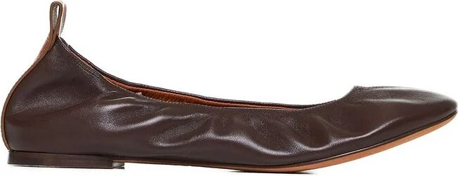 Lanvin Round-Toe Ruched Ballerina Flats