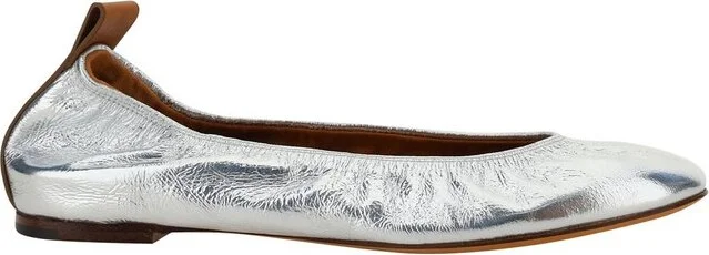 Lanvin Ruched Detail Round-Toe Ballerina Shoes
