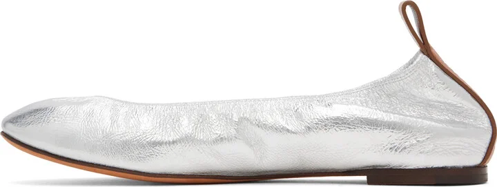 Lanvin Silver Leather Ballerina Flats - Image 3