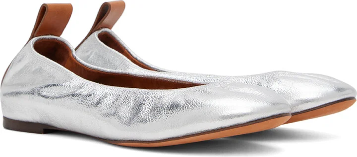 Lanvin Silver Leather Ballerina Flats - Image 4