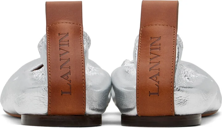 Lanvin Silver Metallic Leather Ballerina Flats - Image 2