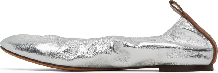 Lanvin Silver Metallic Leather Ballerina Flats - Image 3