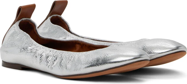Lanvin Silver Metallic Leather Ballerina Flats - Image 4