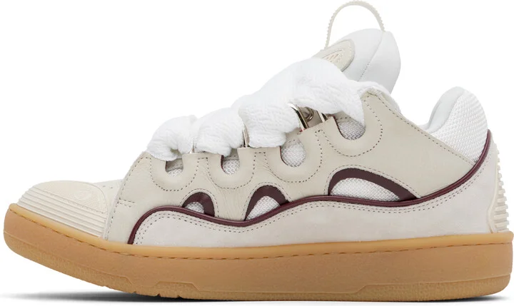 Lanvin SSENSE Exclusive Beige Curb Leather Sneakers - Image 3