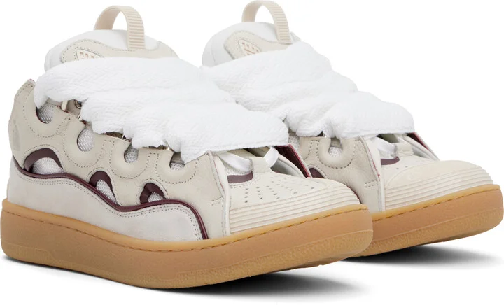 Lanvin SSENSE Exclusive Beige Curb Leather Sneakers - Image 4