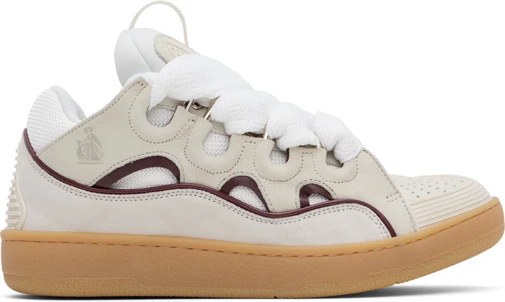 Lanvin SSENSE Exclusive Beige Curb Leather Sneakers