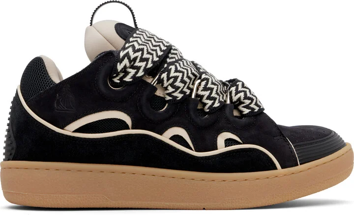 Lanvin SSENSE Exclusive Black Curb Leather Sneakers