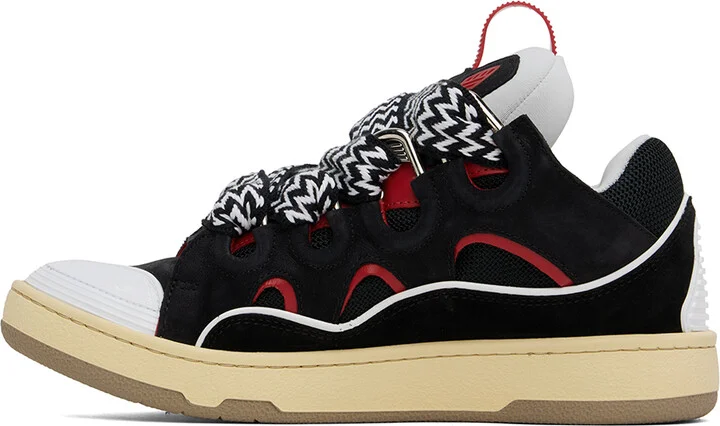 Lanvin SSENSE Exclusive Black Leather Curb Sneakers - Image 3