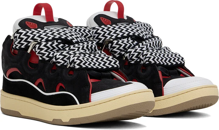 Lanvin SSENSE Exclusive Black Leather Curb Sneakers - Image 4