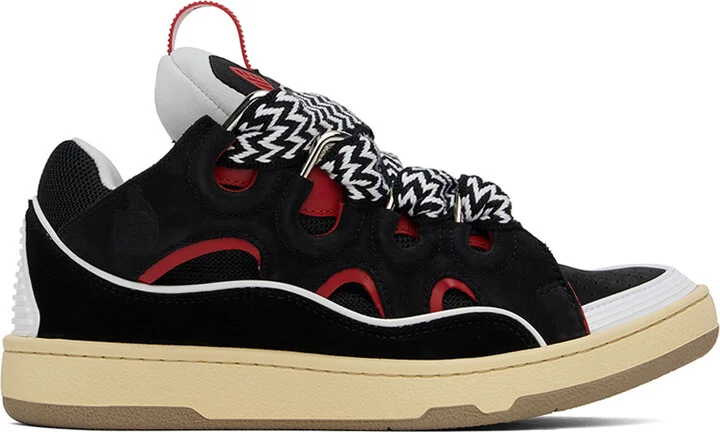 Lanvin SSENSE Exclusive Black Leather Curb Sneakers