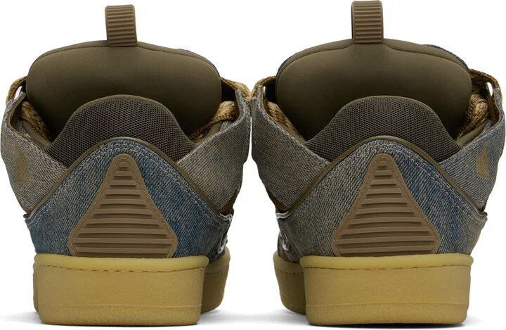 Lanvin SSENSE Exclusive Blue & Brown Curb Denim Sneakers - Image 2