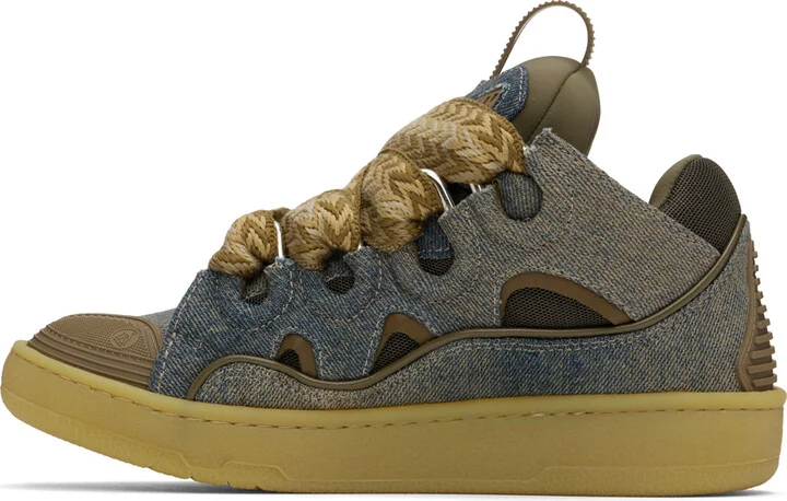 Lanvin SSENSE Exclusive Blue & Brown Curb Denim Sneakers - Image 3