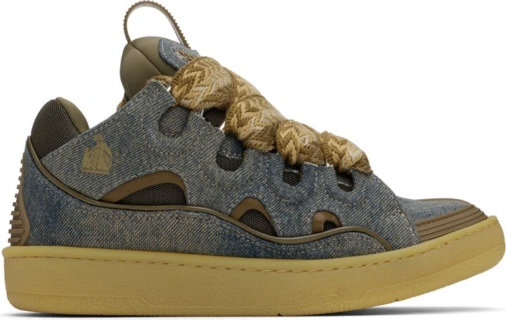 Lanvin SSENSE Exclusive Blue & Brown Curb Denim Sneakers