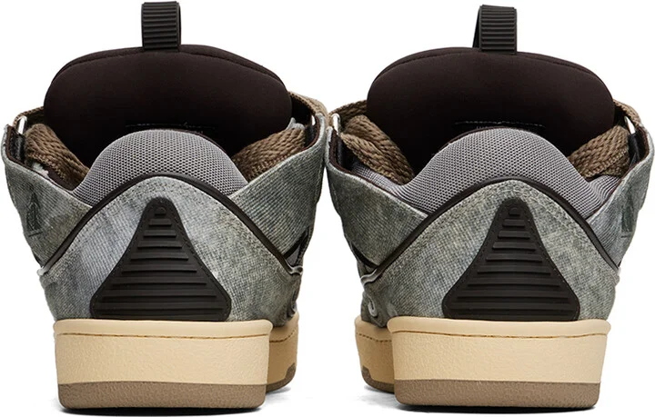 Lanvin SSENSE Exclusive Blue Curb Denim Sneakers - Image 2