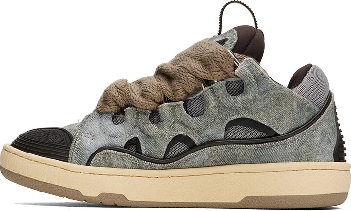 Lanvin SSENSE Exclusive Blue Curb Denim Sneakers - Image 3