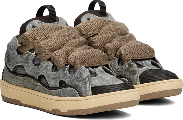 Lanvin SSENSE Exclusive Blue Curb Denim Sneakers - Image 4
