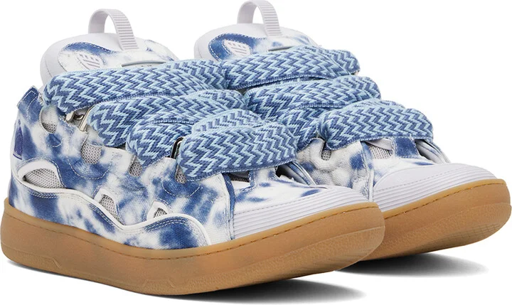 Lanvin SSENSE Exclusive Blue Curb Washed Denim Sneakers - Image 4